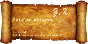 Zeidler Koletta névjegykártya